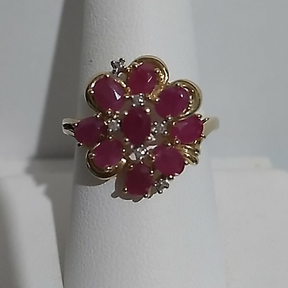 14K Yellow Gold Ruby and Diamond Ring